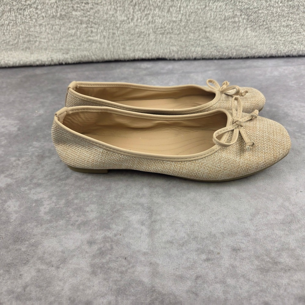 Free Reign Womens Ballet Flats Beige Woven Bow Slip On Shoes Size 8W FR-REFORM-S - Picture 7 of 8